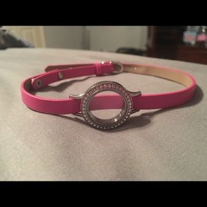 Origami Owl pink wrap bracelet with locket